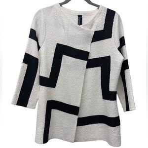 Berek Ladies Blue & White Jacket 3/4 Sleeve Size petite Medium